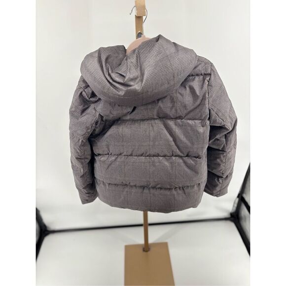 Theory Women's Jacket Grey Multi Glen Plaid Shawl Puffer Coat Size P - Picture 5 of 10